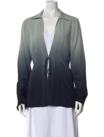 Pre-owned St Agni Silk Long Sleeve Top In Blue
