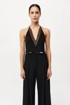 St Agni Silk Mesh Bias Top In Black