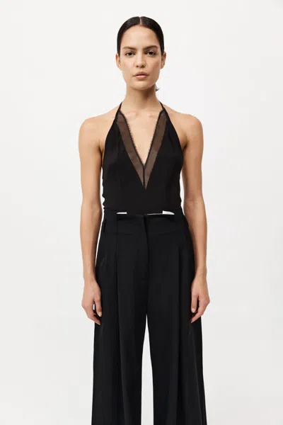 St Agni Silk Mesh Bias Top In Black