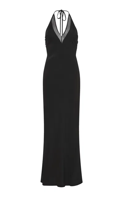 St Agni Silk Mesh Maxi Dress In Black