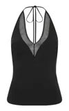 St Agni Silk Mesh Tank Top In Black