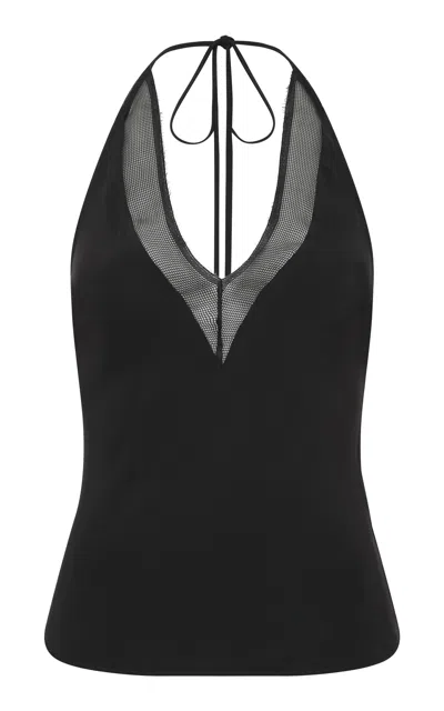 St Agni Silk Mesh Tank Top In Black