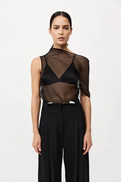 St Agni Silk Mesh Top In Black