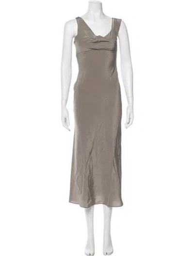 Pre-owned St Agni Silk Midi Length Dress In Gray