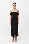 St Agni Off-the-shoulder Stretch-silk Maxi Dress In Black