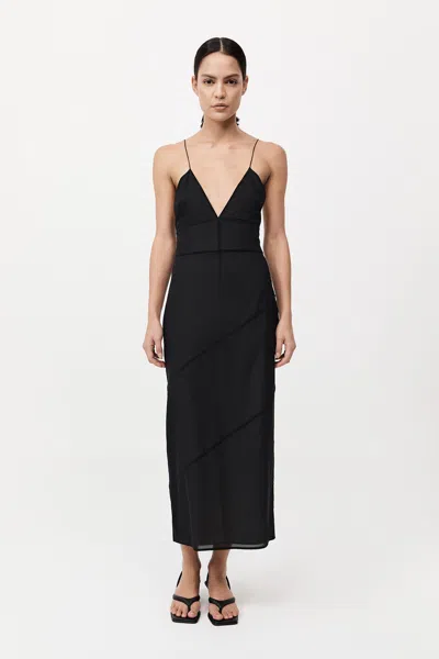 St Agni Silk Panelled Slip Dress In Black