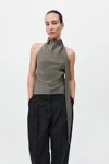 St Agni Silk Scarf Top In Green