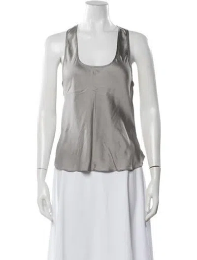 Pre-owned St Agni Silk Scoop Neck Top In White