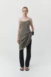 St Agni Silk Slip Dress In Green