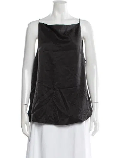 Pre-owned St Agni Silk Square Neckline Top In Black