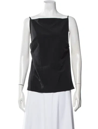 Pre-owned St Agni Silk Square Neckline Top In Black