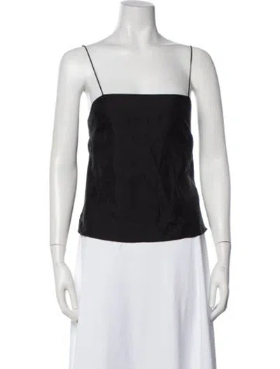 Pre-owned St Agni Silk Square Neckline Top In Black