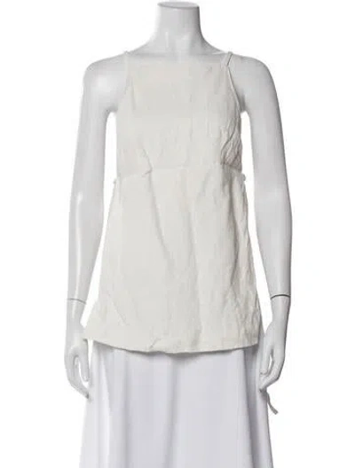 Pre-owned St Agni Silk Square Neckline Top In White