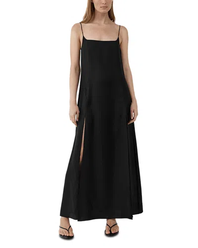 St Agni Silk Twill Cummerbund Dress In Black