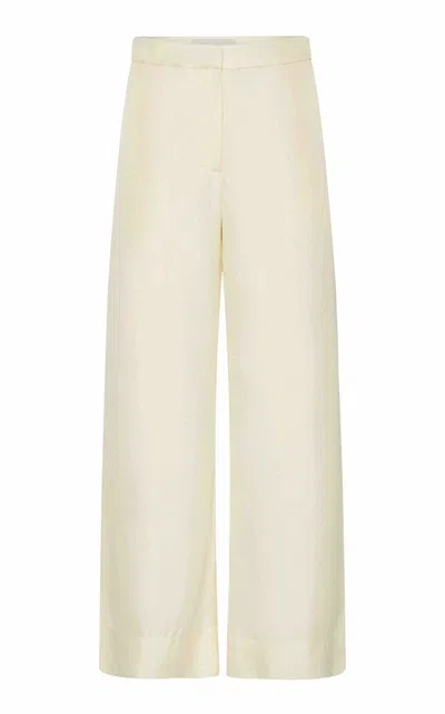 St Agni Silk Twill Pants In White