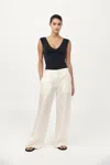 St Agni Silk Twill Pants In White