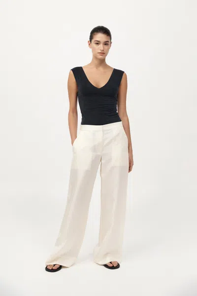 St Agni Silk Twill Pants In White