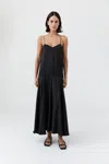 St Agni Silk Twill Relaxed Slip Dress In Black