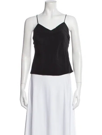 Pre-owned St Agni Silk V-neck Top In Black