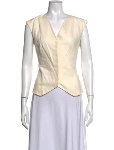 Pre-owned St Agni Silk V-neck Top In Neutrals