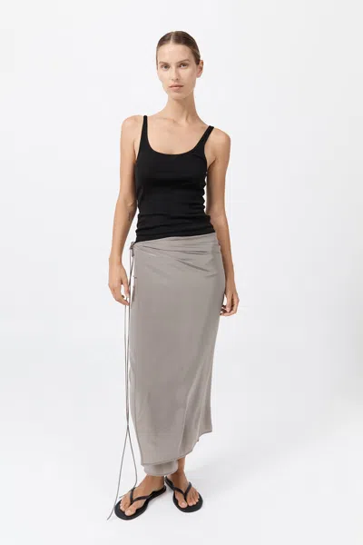 St Agni Silk Wrap Tie Skirt In Gray