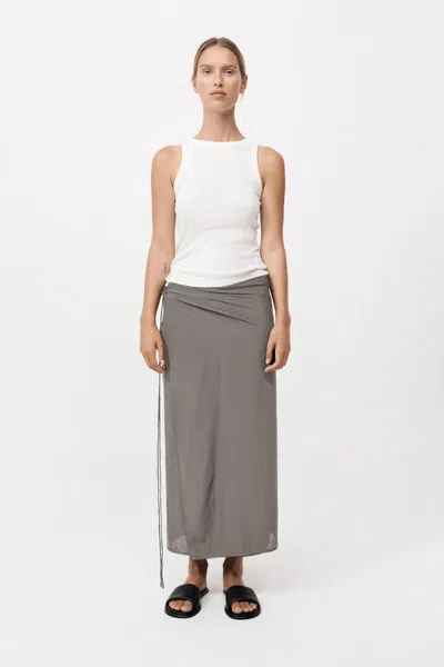 St Agni Silk Wrap Tie Skirt In Slate