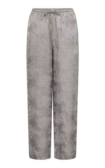 St Agni St. Agni Silk-blend Nouveau Jacquard Everyday Pants In Grey