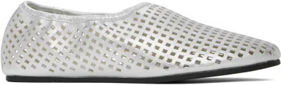 ST AGNI SILVER PERFORATED BALLERINA FLATS