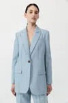 St Agni Single Button Tailored Blazer In Stone Blue