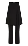 St Agni Skirt-detailed Wool Straight-leg Pants In Black