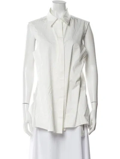 Pre-owned St Agni Sleeveless Button-up Top In White