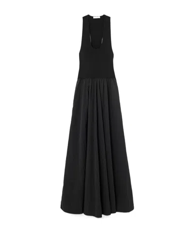 St Agni Ribbed-knit And Poplin Maxi Dress In Black