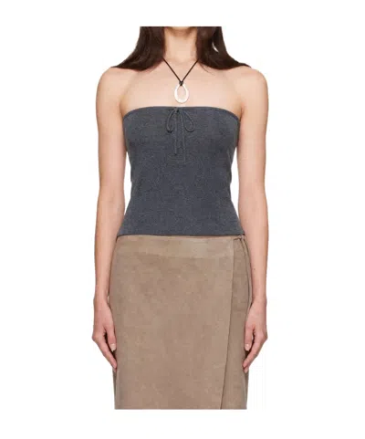 St Agni Wool Strapless Top In Iron Melange
