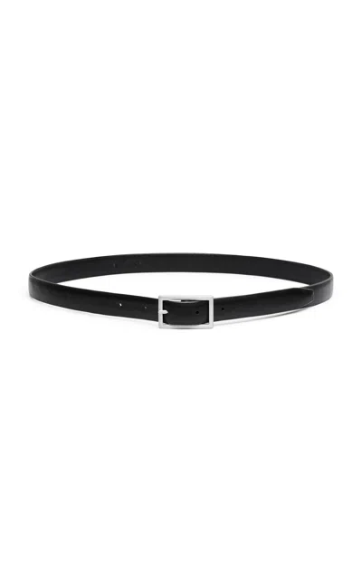 St Agni Slim Leather Belt In Black