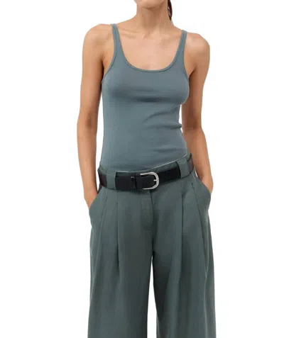 St Agni Slim Scoop Tank Top In Balsam Green In Multi