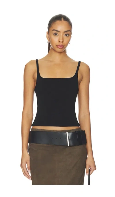 St Agni Slim Square Neck Knit Top In Black