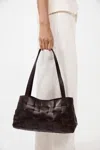 St Agni Slim Woven Tote In Chocolate