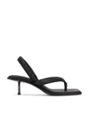 St Agni Leather Slingback Thong Sandals In Black