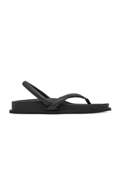 St Agni Slingback Leather Thong Sandals In Black