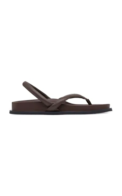 St Agni Slingback Leather Thong Sandals In Brown