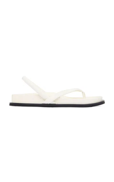 St Agni Slingback Leather Thong Sandals In White