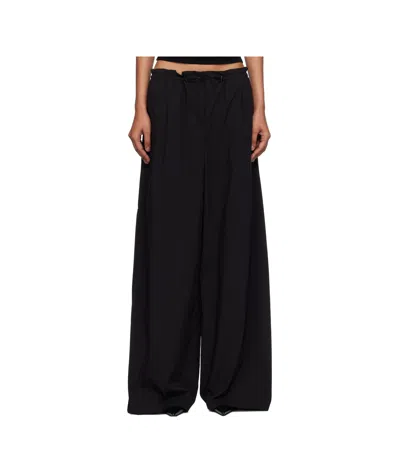 St Agni Small Paper Bag Waist Casual Pants In Black