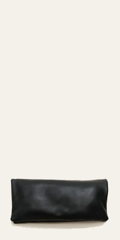 St Agni Soft Clutch Black Leather