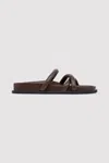 St Agni Brown Soft Cross Strap Slippers In Brown