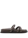 St Agni Brown Soft Cross Strap Slippers In Brown