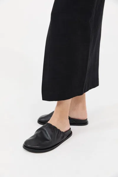 St Agni Soft Gathered Leather Mules In Black