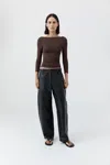 St Agni Soft Jersey Ballerina Top In Brown
