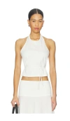 St Agni Soft Jersey Halter Top In White
