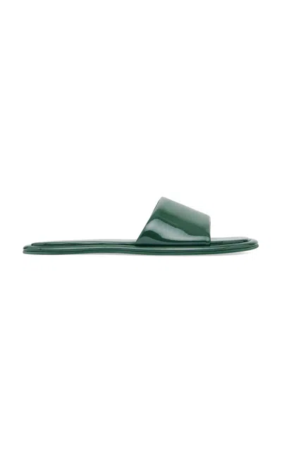 St Agni Soft Leather Slippers In Green