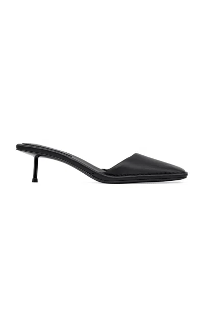 St Agni Soft Leather Square Toe Mules In Black